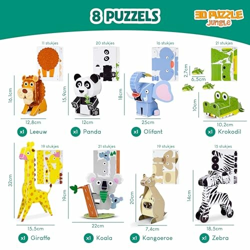 3D Puzzels voor Kinderen Jungle Pack 8