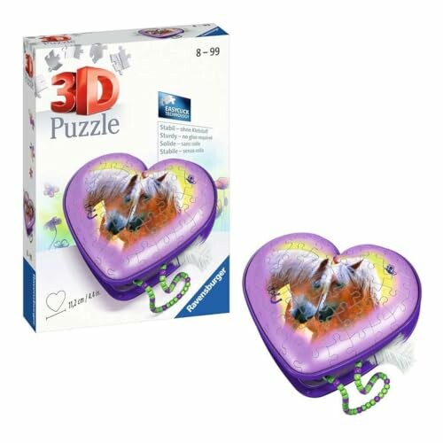 3D puzzel in hartvorm met paardafbeelding