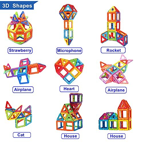 Verschillende 3D-vormen gemaakt van magnetische bouwstenen.