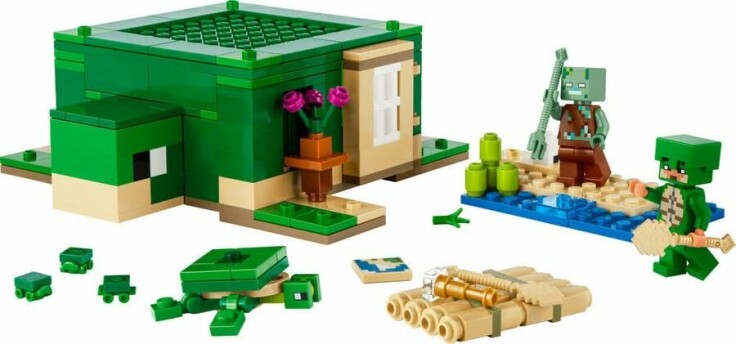 LEGO Minecraft schildpad strandhuis in actie