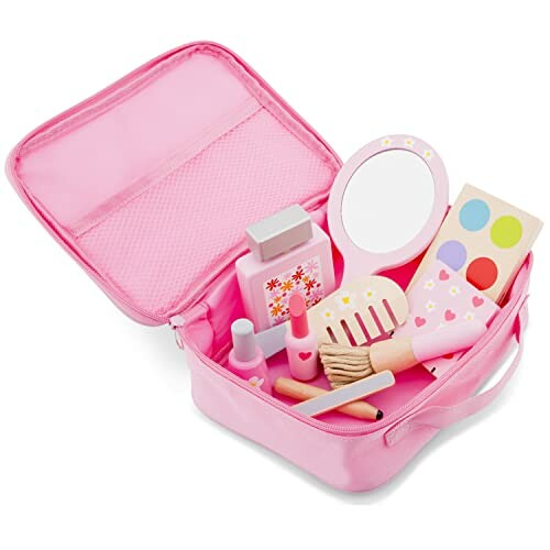 Kind speelt met speelgoed make-up set.