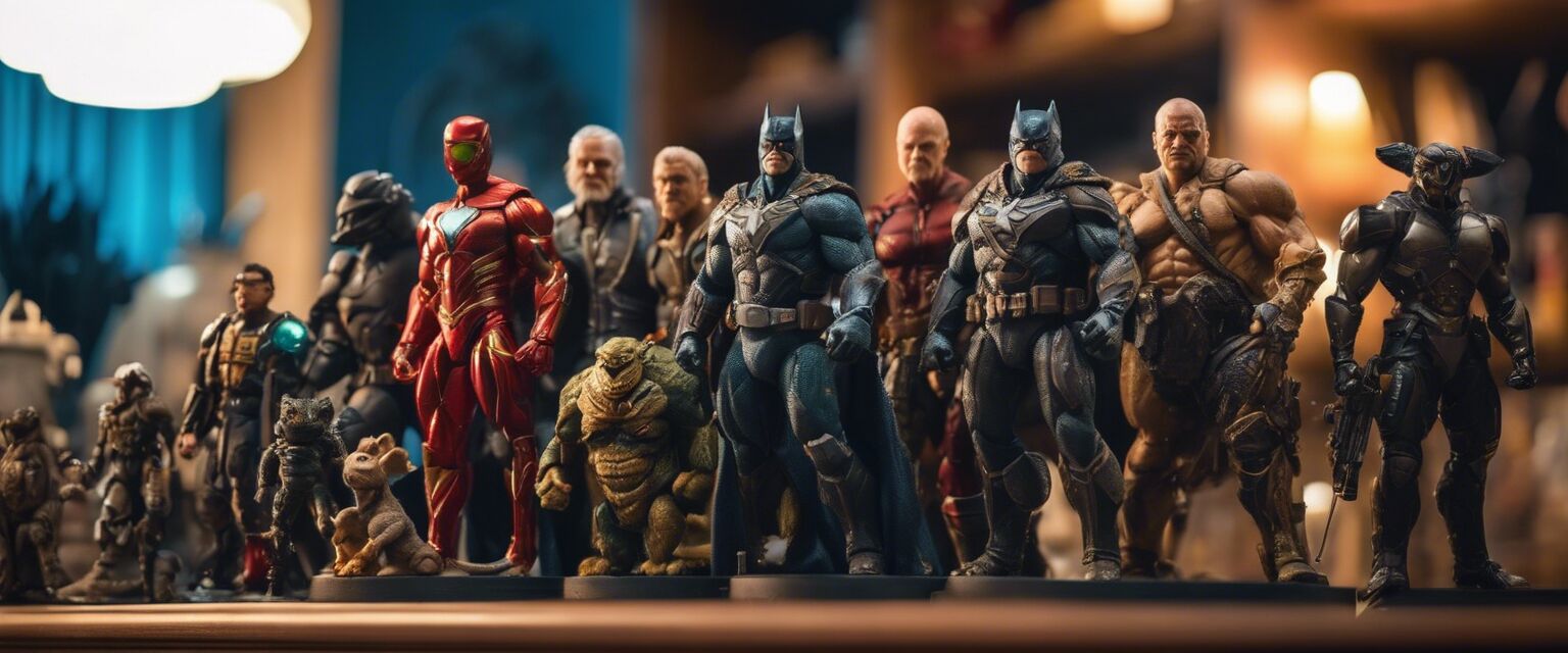 Collection of various action figures on display.