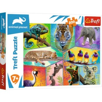 Dierenpuzzel met tijger, luipaard, olifant en meer.