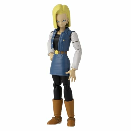 Anime actiefiguur met blond haar en blauwe kleding