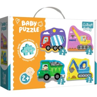 Baby puzzel met bouwvoertuigen voor kinderen vanaf 2 jaar.