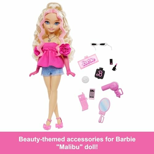 Barbie-pop met beauty-accessoires en roze kleding