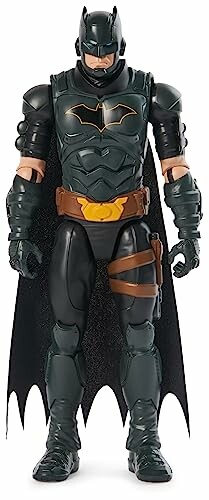 Batman actiefiguur in zwart kostuum.