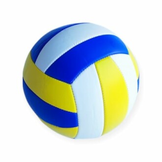 Gekleurde volleybal met blauw, geel en wit