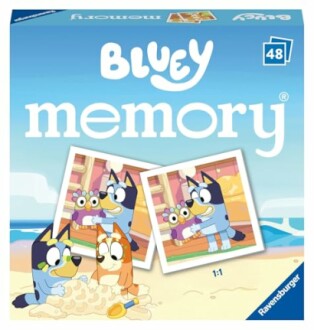 Bluey memoryspel doos met strandafbeelding