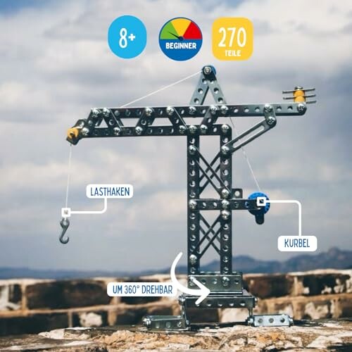 Bouwpakket metalen kraan met 270 onderdelen.