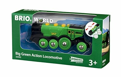 Groene speelgoed locomotief in doos