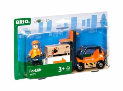 Speelgoed vorkheftruck met figuur en doos