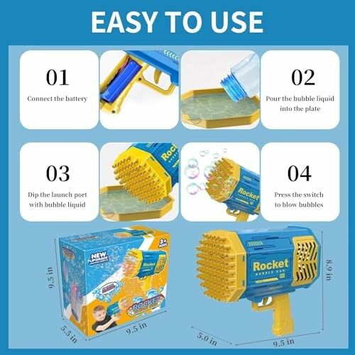 Instructies voor het gebruik van een bellenblaaspistool.