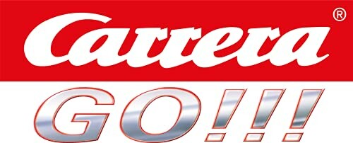 Carrera GO logo met rode en zilveren tekst