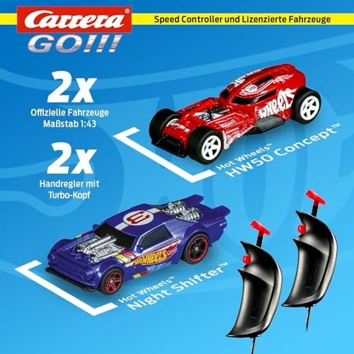 Carrera GO!!! set met twee Hot Wheels auto’s en controllers