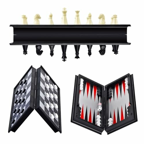 Schaken en backgammon set met muurdecor.