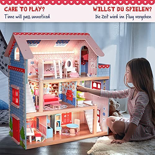 Kind speelt met poppenhuis