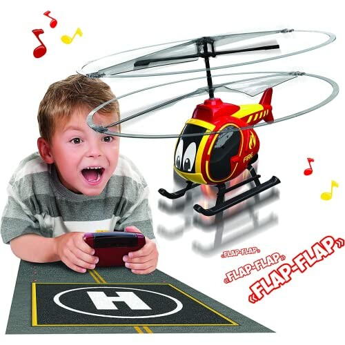 Kind speelt met afstandsbediening helikopter.