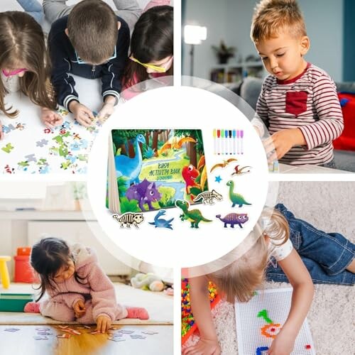 Kinderen spelen met puzzels en speelgoed