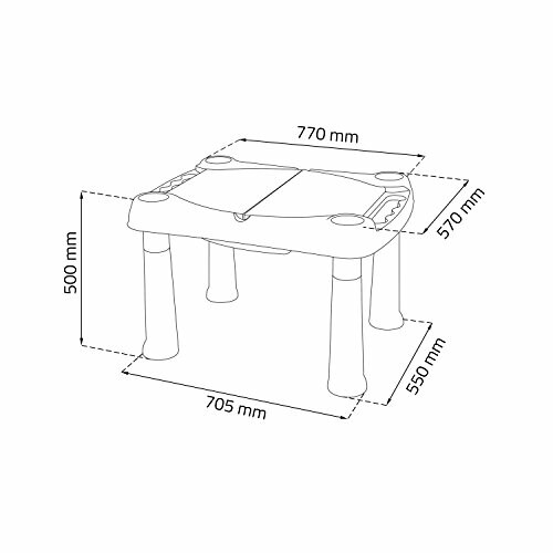 Afmetingen van een kindertafel met poten.