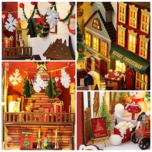 Kerstminiatuurhuis met versieringen