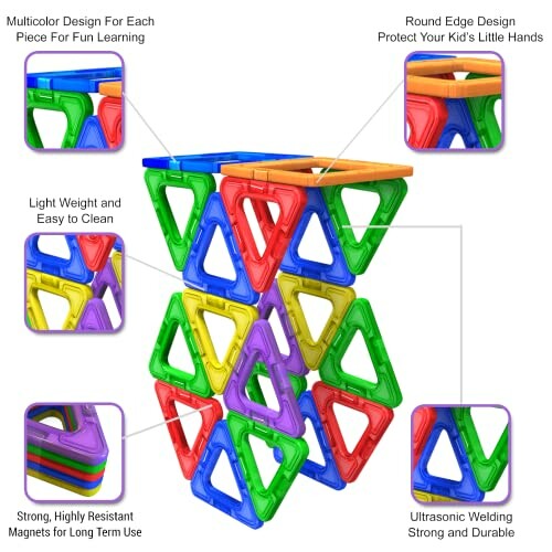 Kleurrijke magnetische bouwblokken voor kinderen.