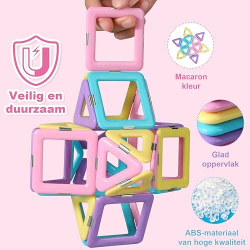 Vrolijke magnetische bouwblokken in pastelkleuren.