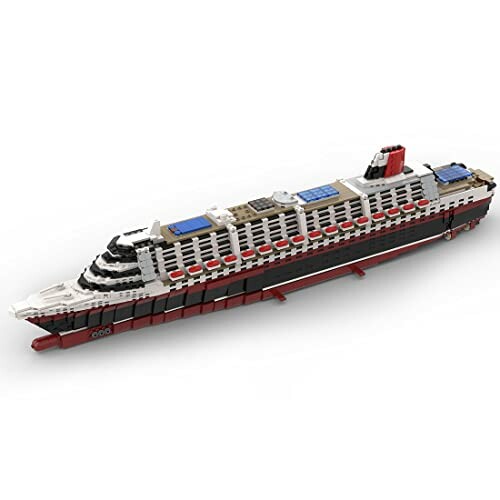 Model van een cruiseschip gemaakt van bouwstenen.