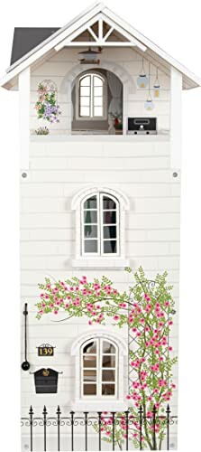 Decoratieve poppenhuis gevel met bloemen