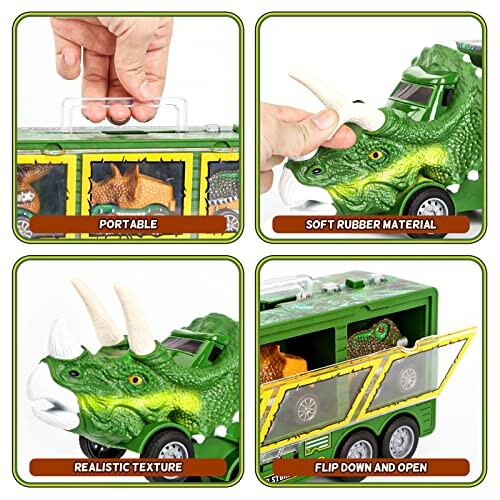 Groene dinosaurus speelgoedtruck met openingen