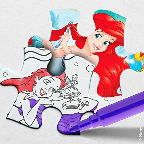 Kleurrijke puzzelstuk met afbeelding van Disney's Ariel