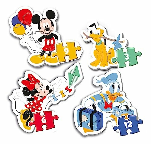 Puzzelstukjes met Disney-personages en nummers