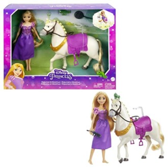 Rapunzel pop met paard speeltuig en accessoires