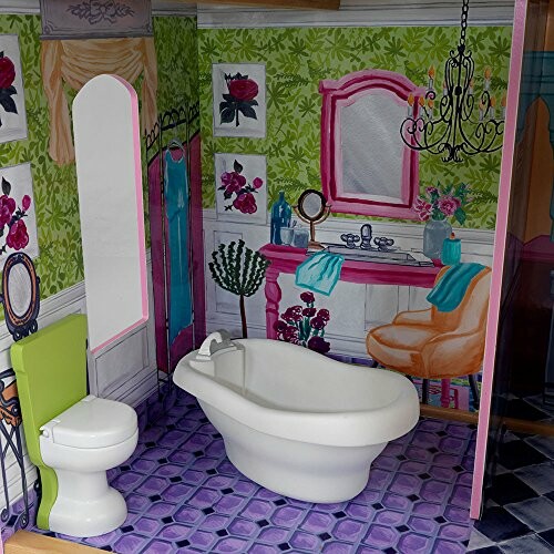 Poppenhuis badkamer met bad en toilet