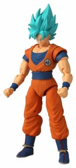 Actiefiguur met blauw haar en oranje pak