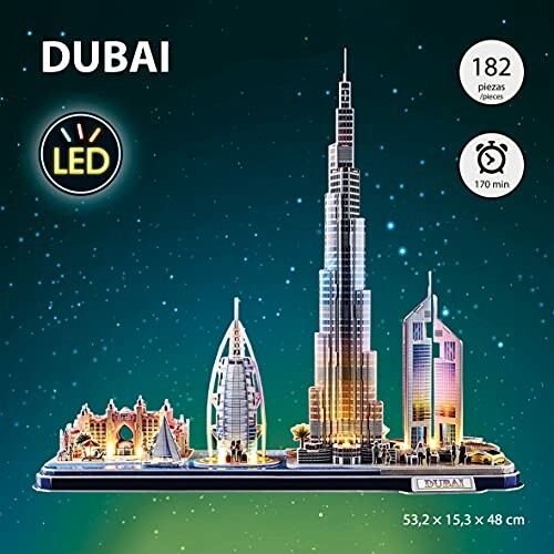 3D puzzel van de skyline van Dubai met LED-verlichting