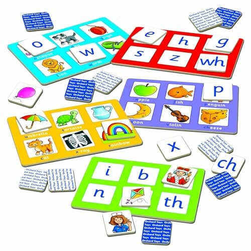 Educatief spel met letters en afbeeldingen voor fonetisch leren.