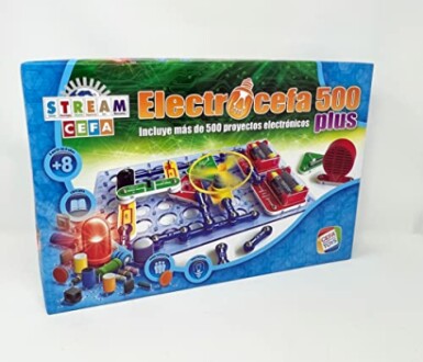 Doos met elektronische projecten voor kinderen.