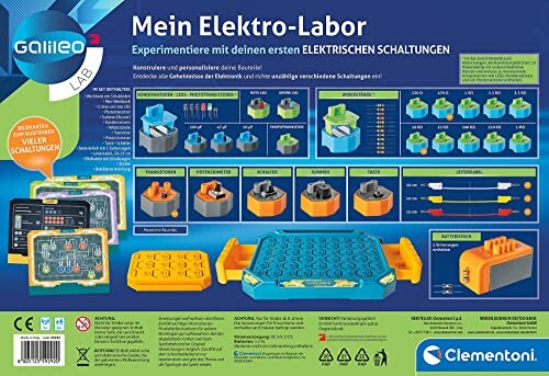 Achterkant van een experimenteerset voor elektrische schakelingen.