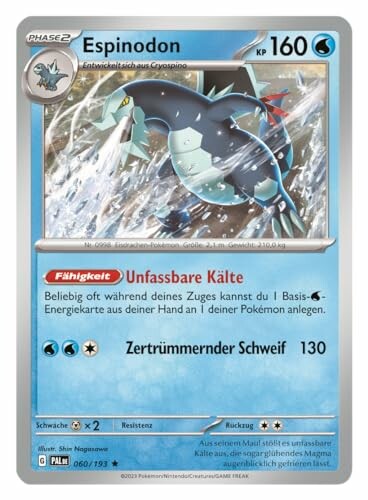 Espinodon Pokémon kaart met aanval en eigenschappen