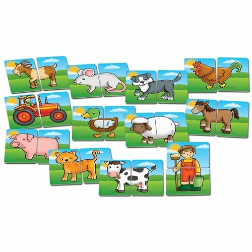 Boerderij dieren puzzelkaarten met tractor en boer