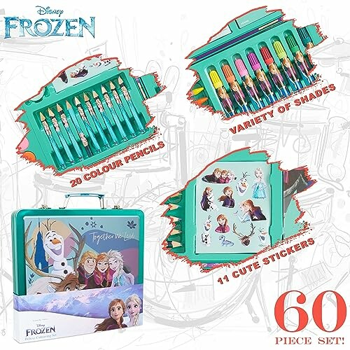 Disney Frozen kunstset met kleurpotloden en stickers