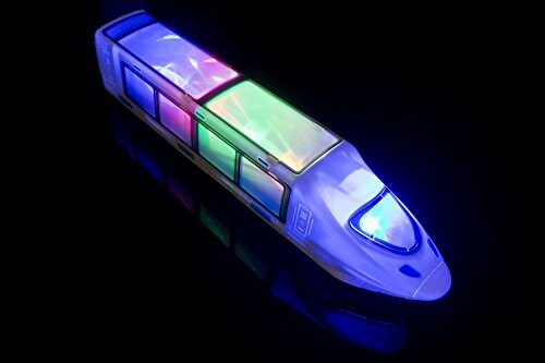 Futuristische trein met gekleurde lichten