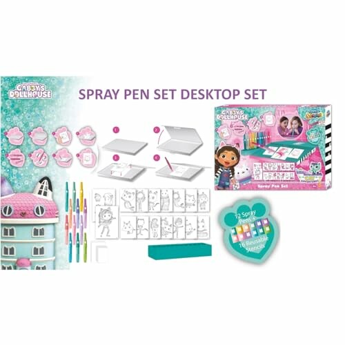 Gabys poppenhuis spray pen set met sjablonen en stiften