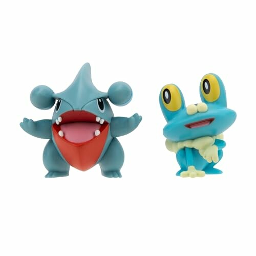 Twee Pokémon-figuren, Gible en Froakie.