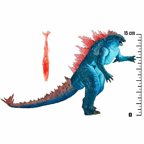 Blauw en rood Godzilla actiefiguur met maatstaaf