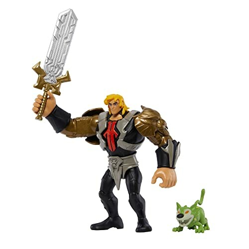 He-Man actiefiguur met zwaard en groene kat