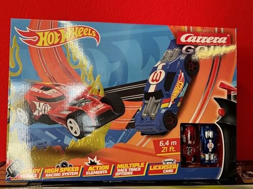 Speelgoed raceauto's in verpakking met Hot Wheels en Carrera branding