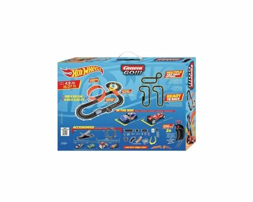 Achterkant van een Hot Wheels racebanen set doos