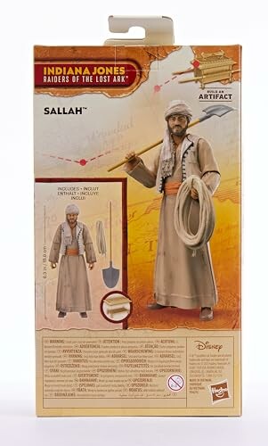 Achterkant van de Sallah actiefiguur verpakking van Indiana Jones.